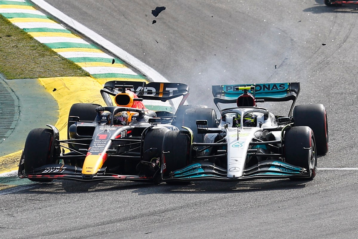 Crash in der Formel 1 zwischen Max Verstappen und Lewis Hamilton.