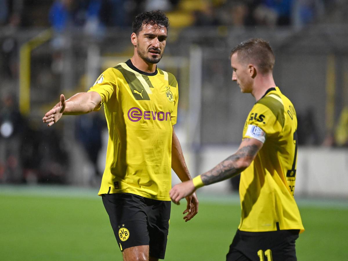 Marco Reus und Mats Hummels klatschen ab.