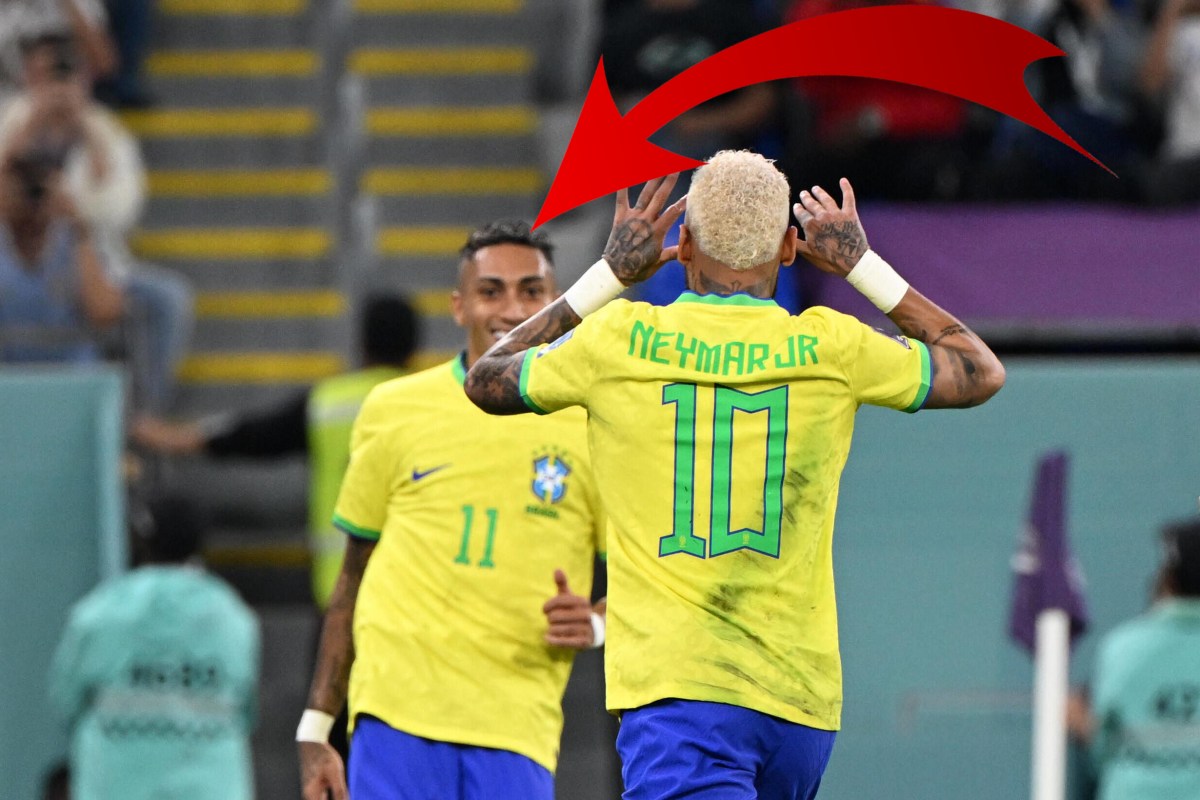 Neymar und Raphinha feiern ein Tor bei Brasilien - Südkorea.