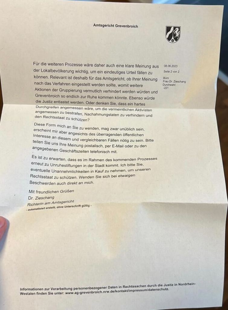 NRW: Fake-Brief aus Grevenbroich