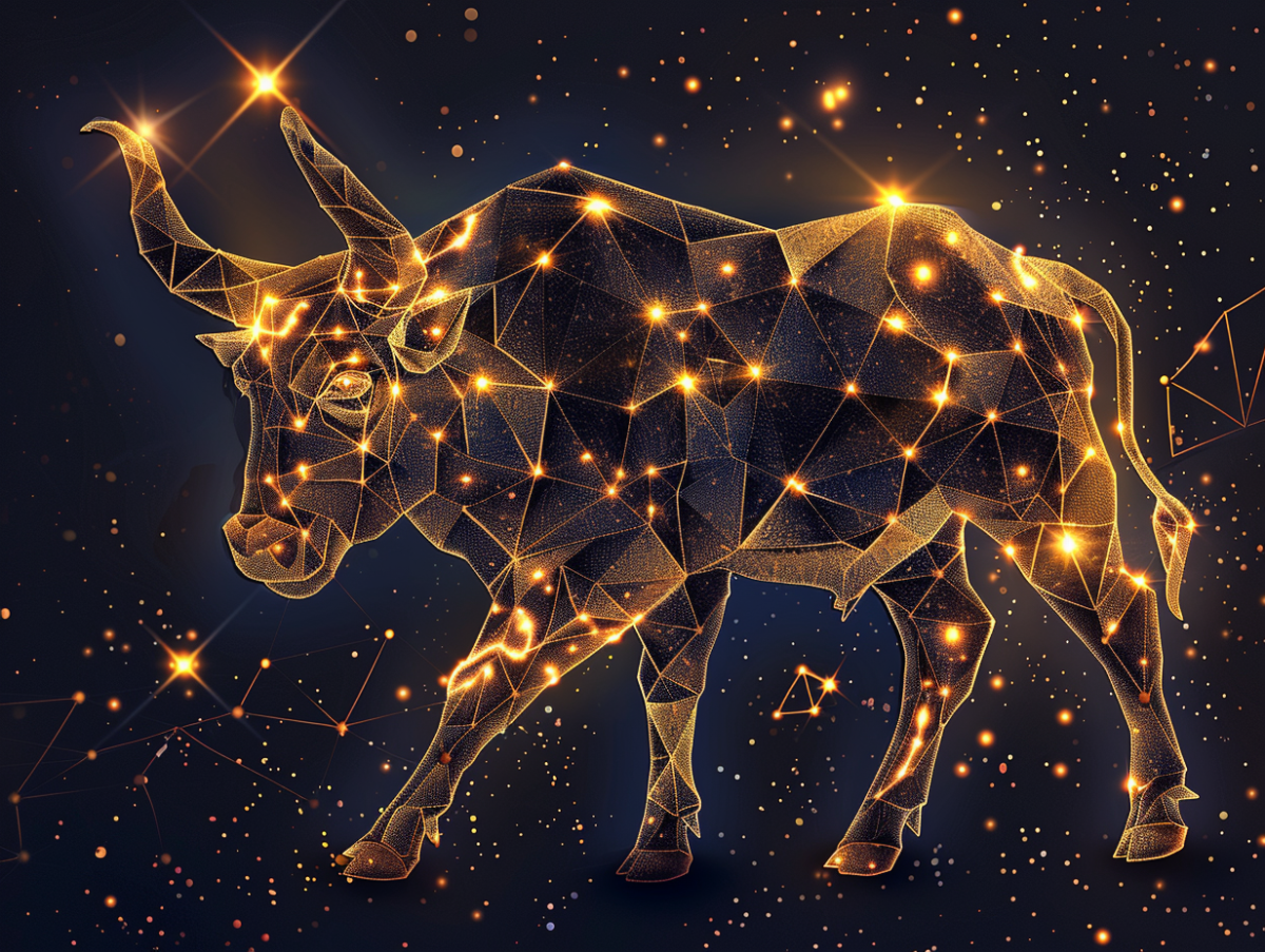 geometrischer Büffel mit Sternen im Universum.