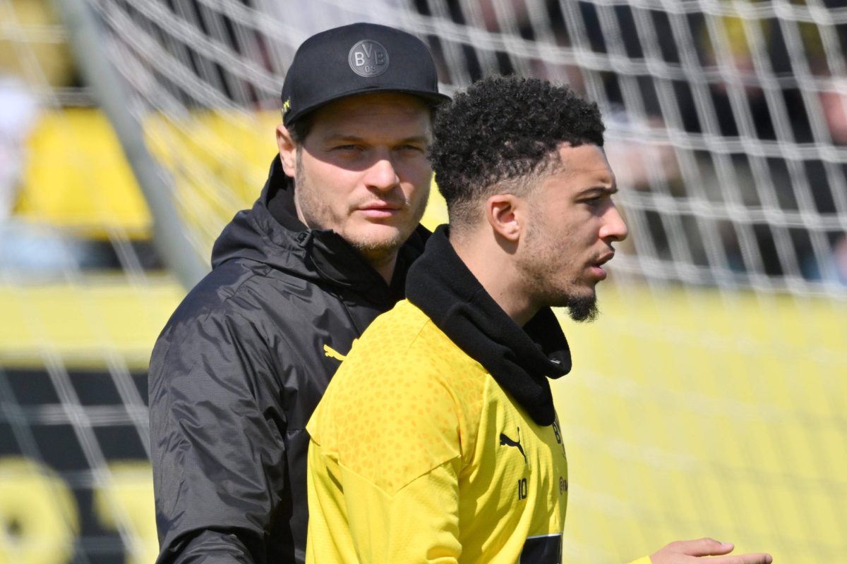 Jadon Sancho mit seinem Trainer, Edin Terzic.