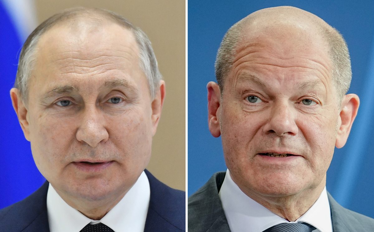 Wladimir Putin und Olaf Scholz.