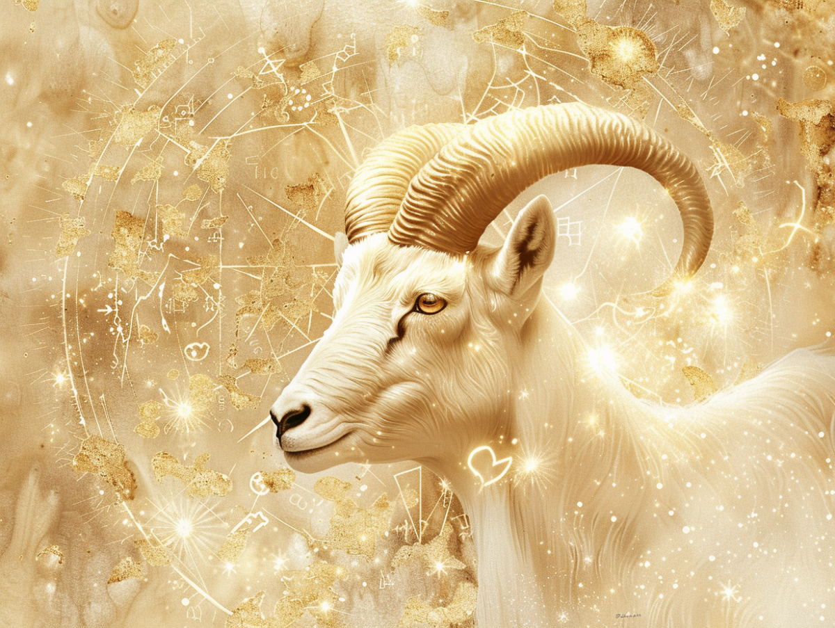 Steinbock im goldenen Universum.