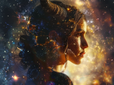 Frau mit Hörnern im Universum