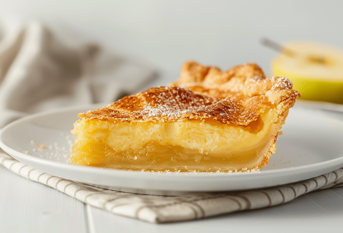 Apfelmuskuchen mit Pudding und Blätterteig: der beste Apfelkuchen, den es gibt