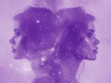 Köpfe von Frauen im Profil mit Wasserfarben