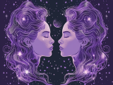 Zwei Frauen in Lila im Universum