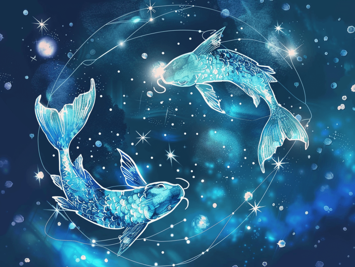 Zwei Fische in Universum