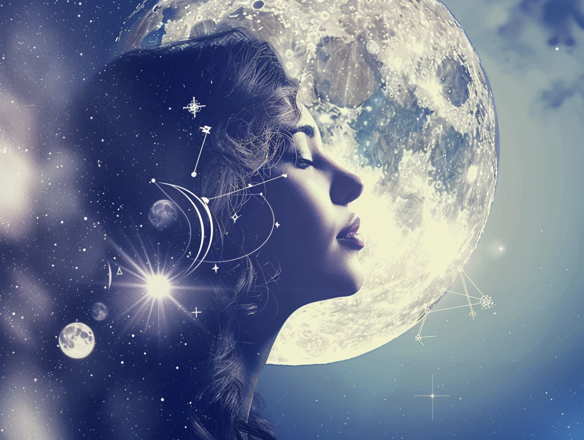 Frau vor dem Mond